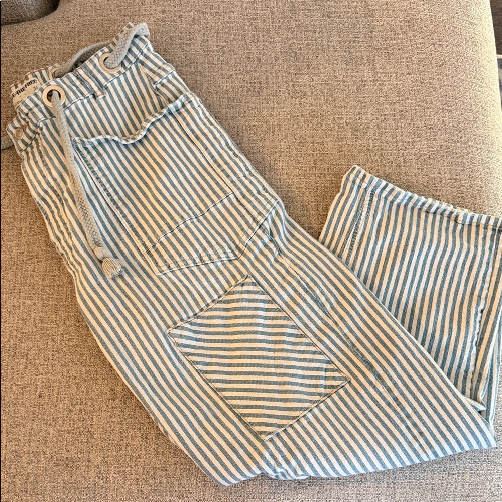 We The Free I Moxie Railroad I Blue & White Striped Drawstring Shorts - Picture 4 of 7